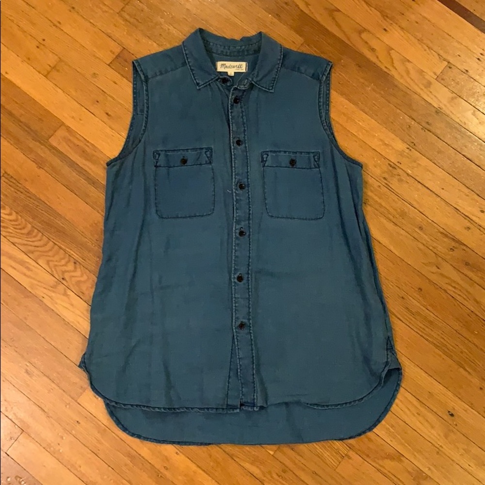 chambray button up tank
